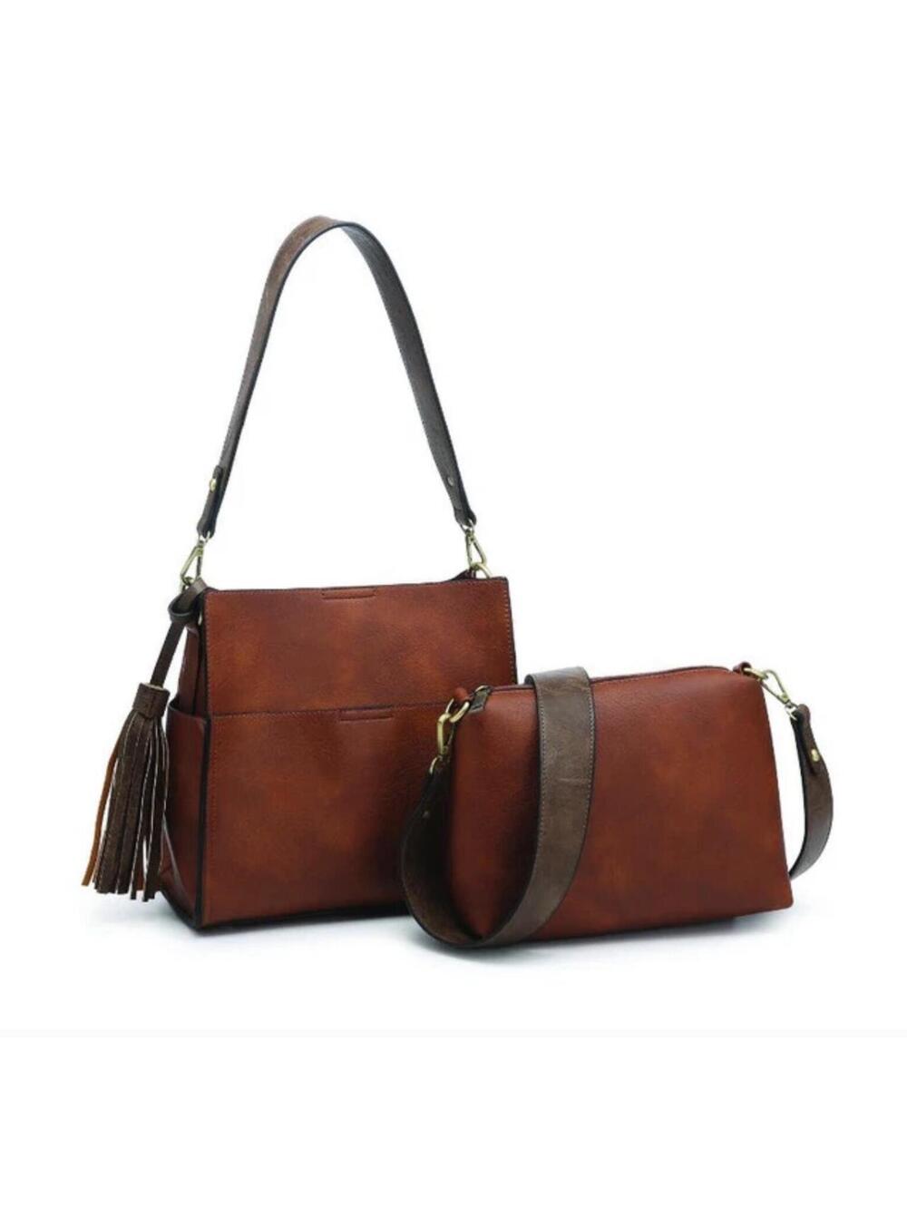 Jen & Co Lyla 2-in-1 Bucket Bag Guitar Strap Vegan Leather Crossbody M1867 West